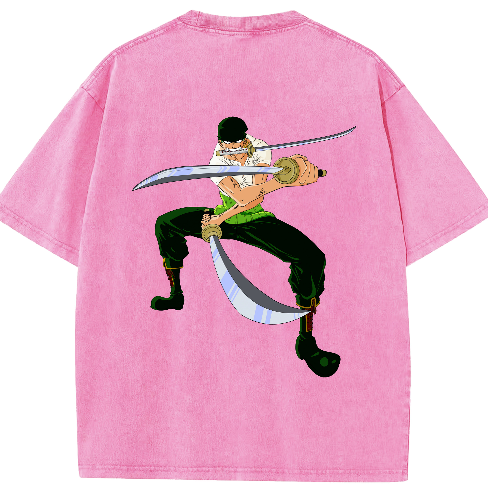ワンピース ロロノア・ゾロ ONE PIECE Roronoa Zoro 綿100% ヴィンテージ風 半袖Tシャツ（背面プリント）